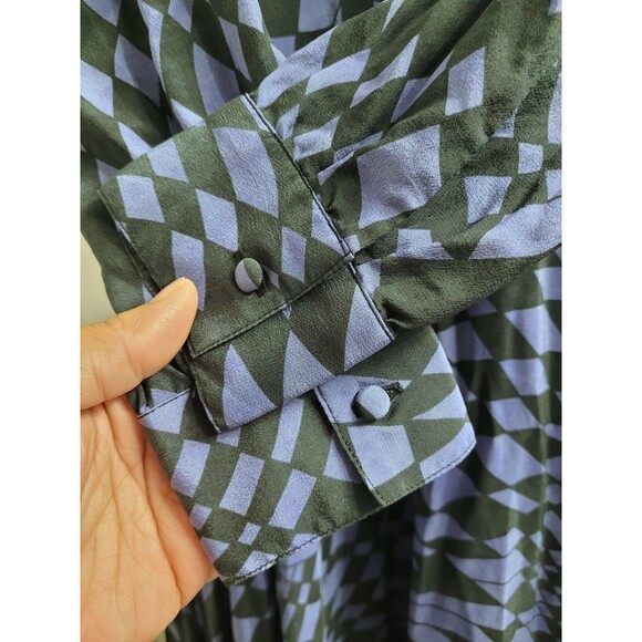 Hayley Menzies Cherry Blossom Girl Silk Dress Blue Black Size S NWOT - Picture 6 of 16